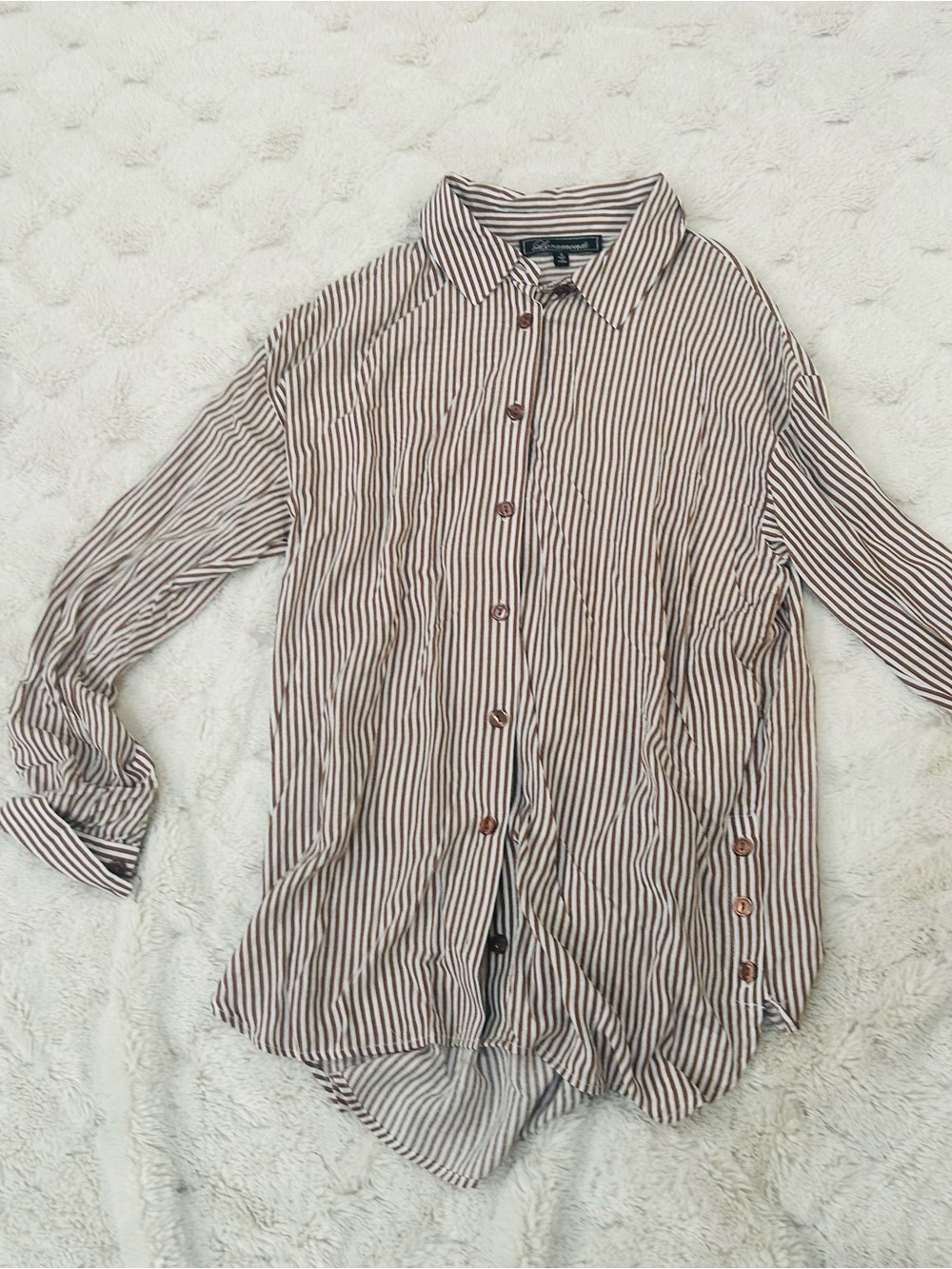 Amazon Striped Button-Down Shirt - Brown & White